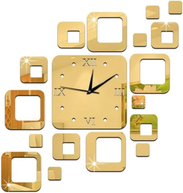 Squares Design Wall Clock Acrylic Wall Decoration - Image 4