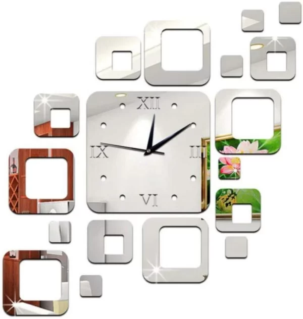 Squares Design Wall Clock Acrylic Wall Decoration